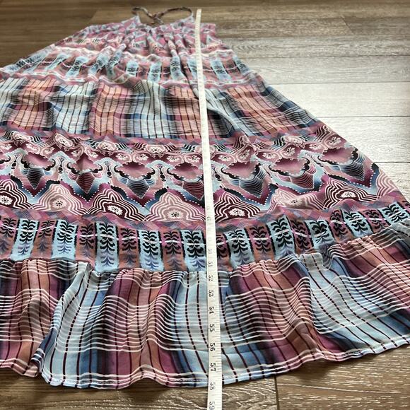 Anna Sui X O'Neill Maxi Dress Womens Med Purple Cloud Burst Chiffon Beachy Boho - Picture 9 of 12